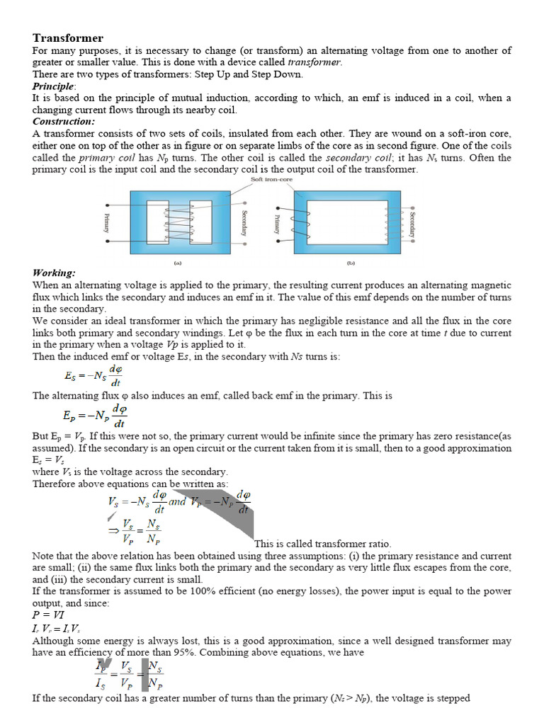 Understanding Transformers and AC Generators | PDF | Transformer | Inductor