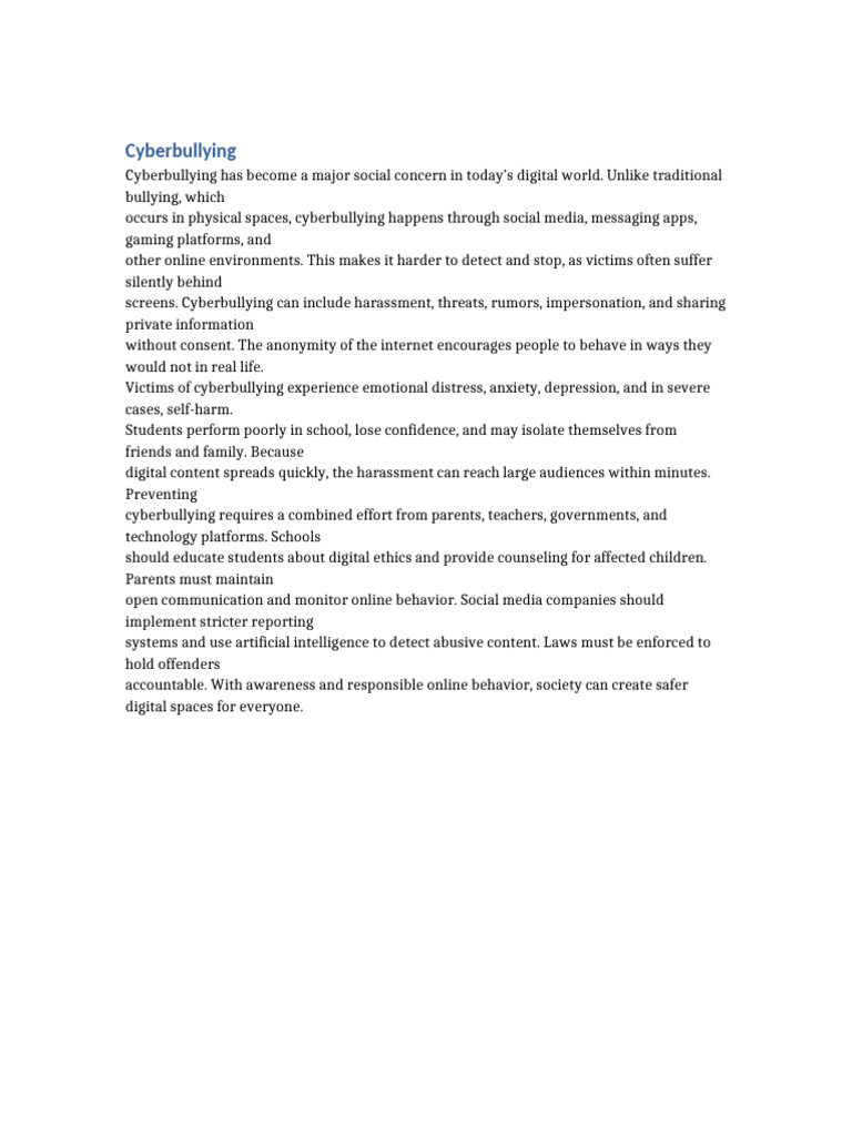 Understanding Cyberbullying and Its Impact | PDF
