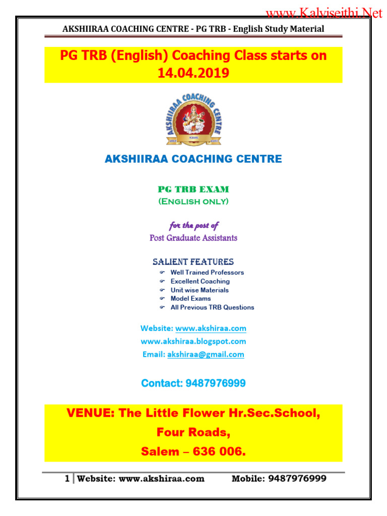 Akshiiraa PG TRB English Study Guide | PDF | Mark Antony