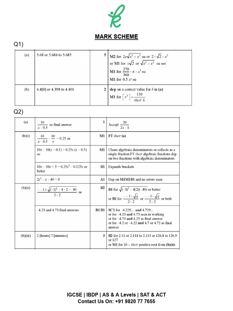 IGCSE and A Level Mark Scheme Guide | PDF