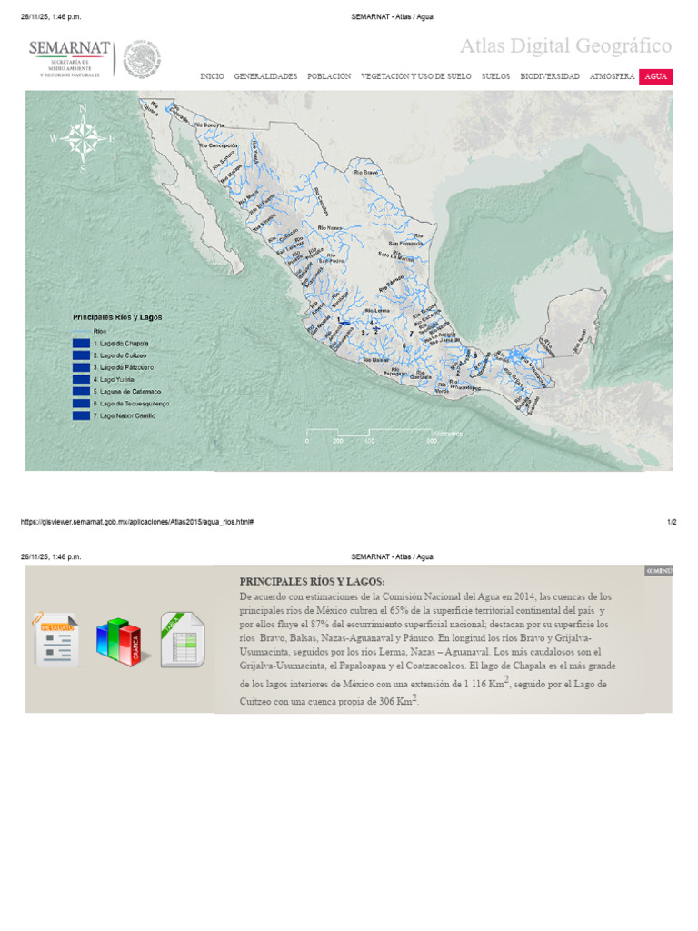 Principales Ríos y Lagos de México | PDF