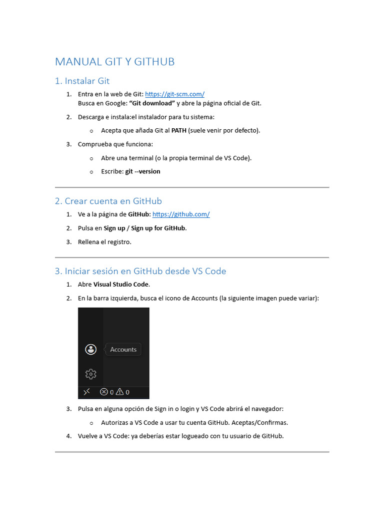 Guía Rápida de Git y GitHub en VS Code | PDF | Software del sistema ...