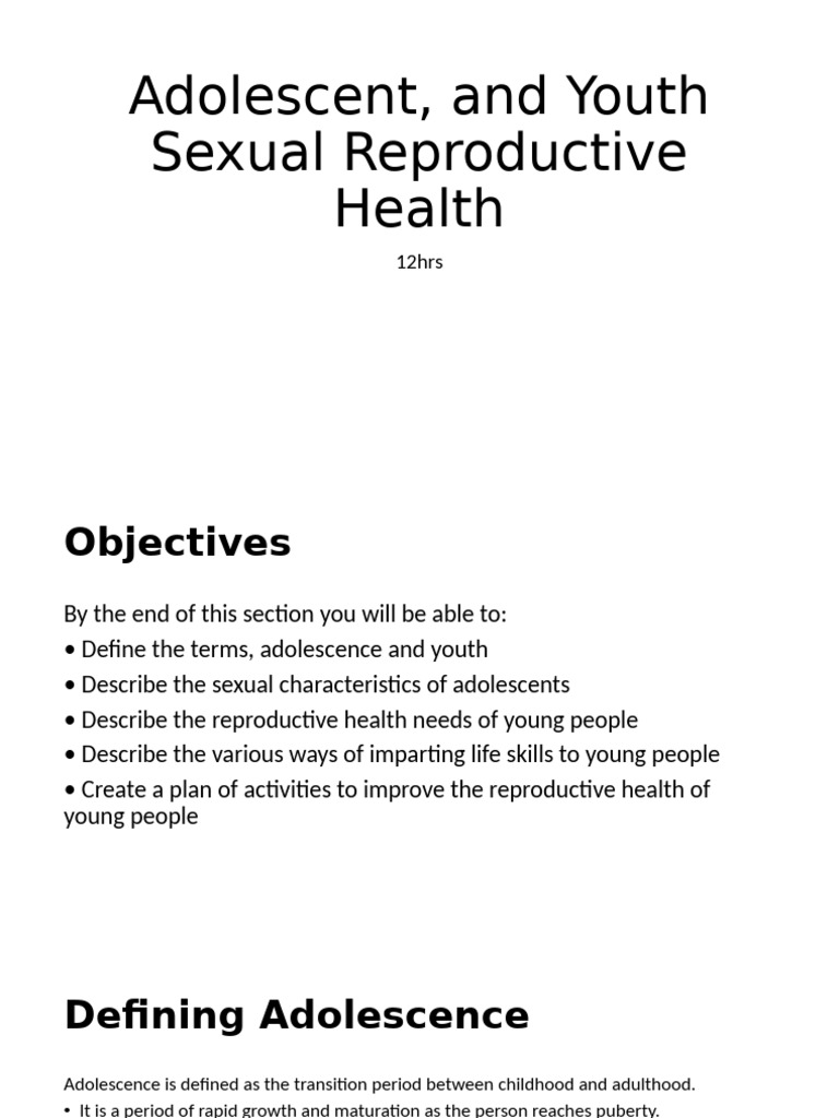 Adolescent, and Youth Sexual Reproductive Health | PDF | Adolescence ...