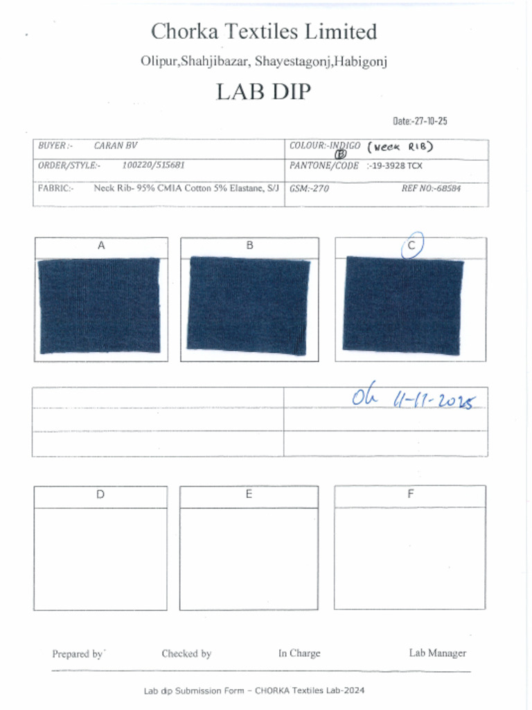 Lab Dip Approval | PDF