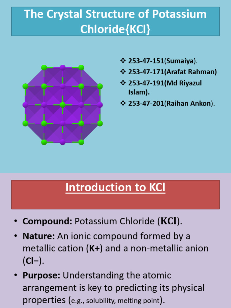 Crystal Structure of Potassium Chloride | PDF