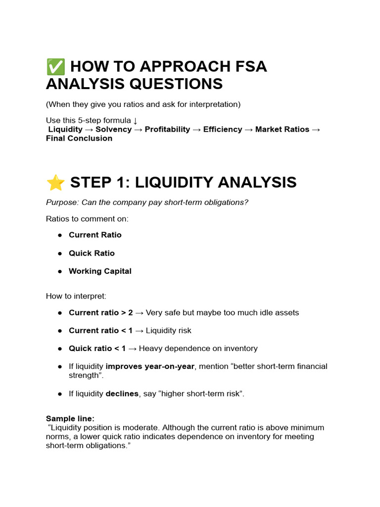 How To Approach Fsa Analysis Questions | PDF | Price–Earnings Ratio ...