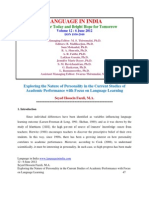 Exploring the Nature of Personality in the Current Studies of Academic Performance With Focus on Language Learning