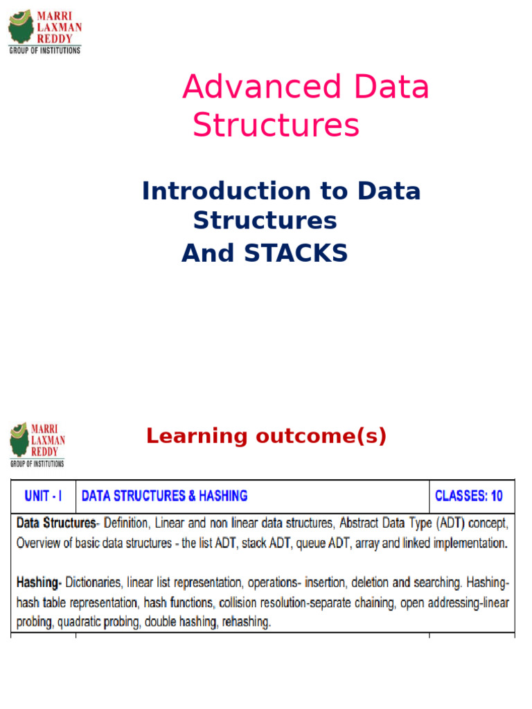 Introduction to Data Structures and Stacks | PDF | Data Type | Data ...