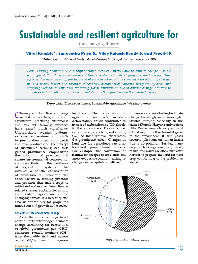Sustainable Agriculture in Climate Change | PDF | Environmental ...