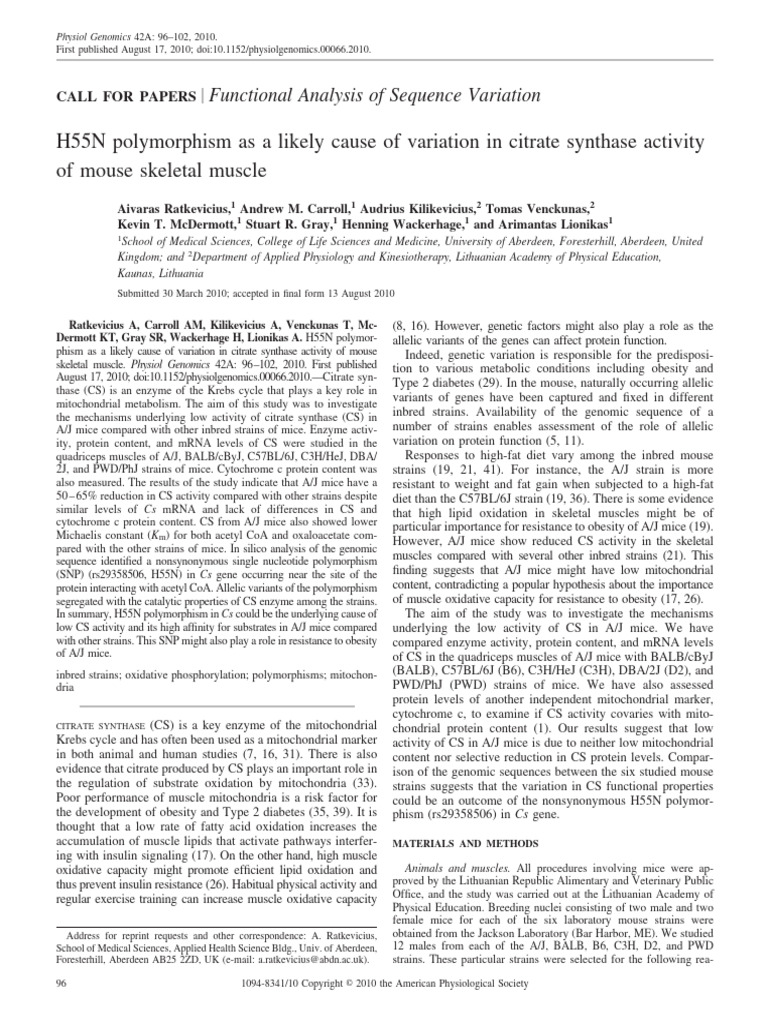 (2010) Ratkevicius Et Al. (Physiol Genomics) | PDF | Western Blot ...