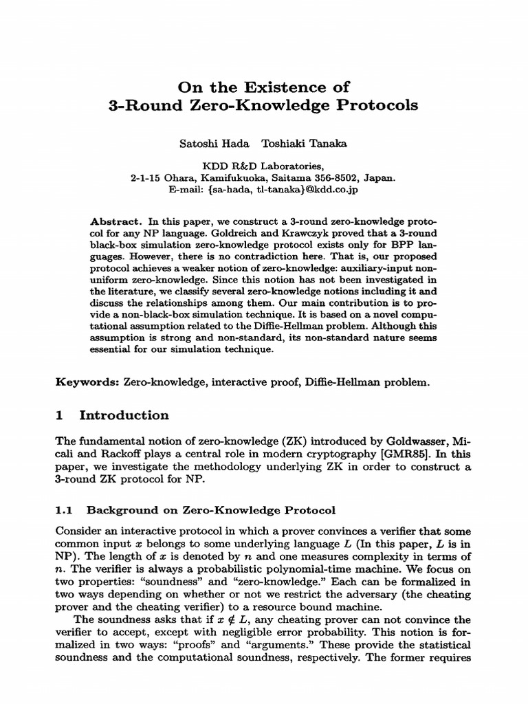 On the Existence of 3 Round Zero Knowledge Protocols 329h7zmapn | PDF ...