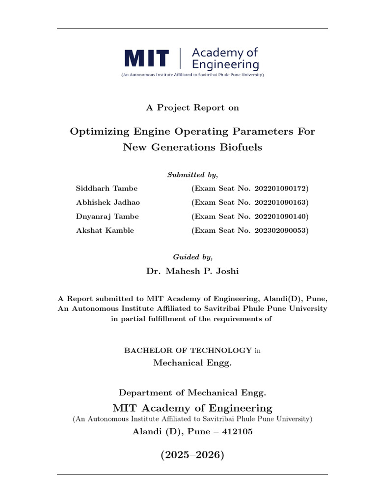 Optimize Engine Parameters for Biofuels | PDF | Diesel Engine | Exhaust Gas