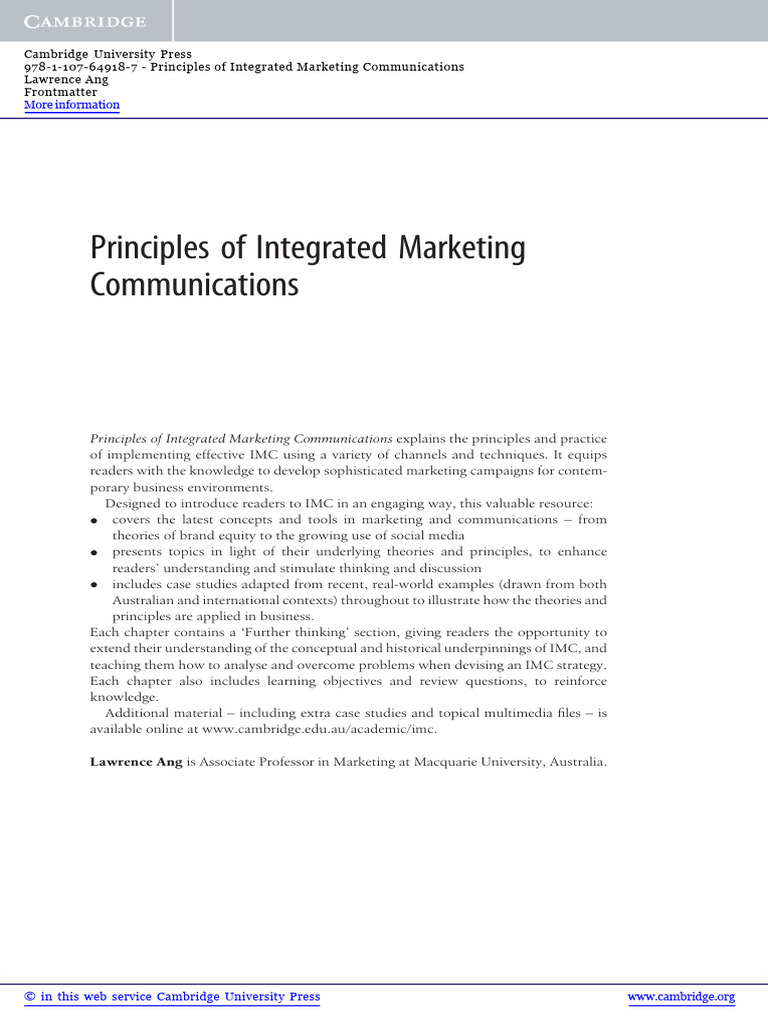 Integrated Marketing Communications Guide | PDF | Marketing ...