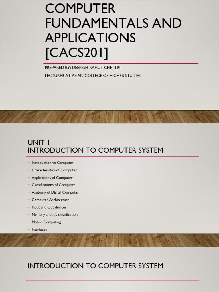 Computer Fundamentals and Applications (Cacs201) | PDF