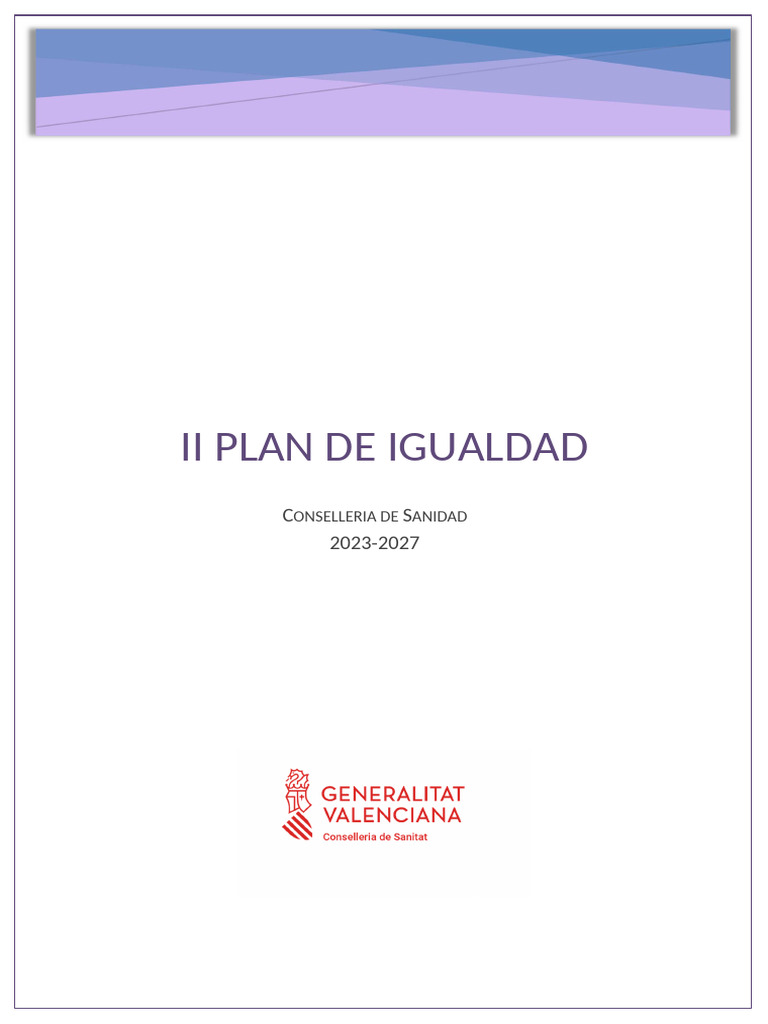 II Plan de Igualdad 2023-2027 Sanidad | PDF | Igualdad de género ...