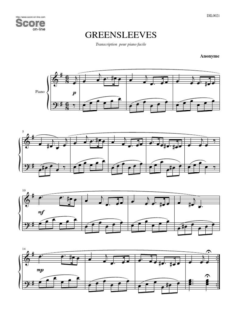 Greensleeves (Sheet Music Piano)