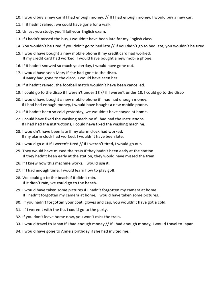 Conditional Sentences Examples | PDF