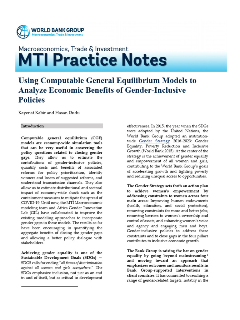 Using Computable General Equilibrium Models To Analyze Economic ...