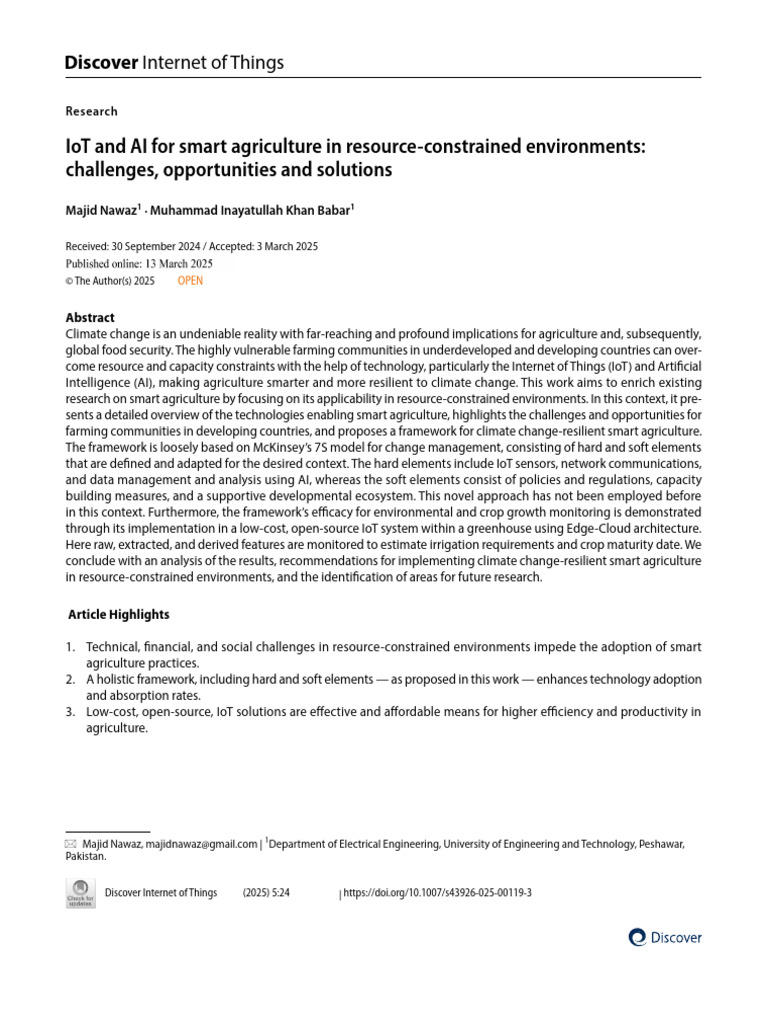 IoT and AI in Smart Agriculture Solutions | PDF | Internet Of Things ...