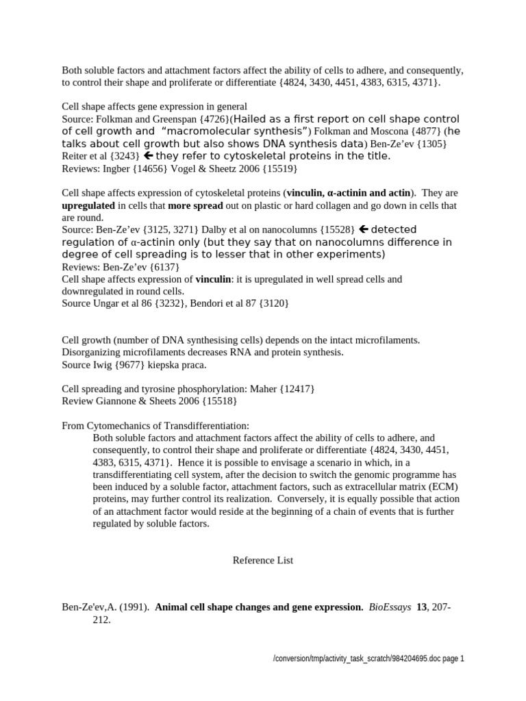 Cell Shape and Gene Expression Dynamics | PDF | Gene Expression ...