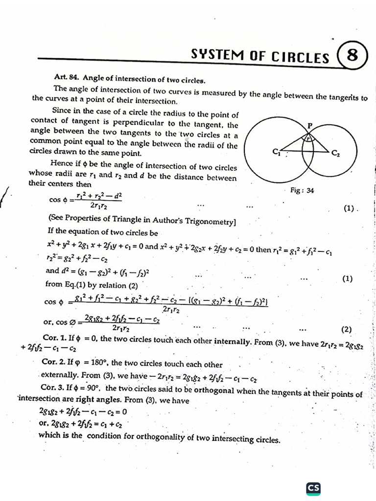 Mathematics III (System of Circle) (SHEET 4) | PDF