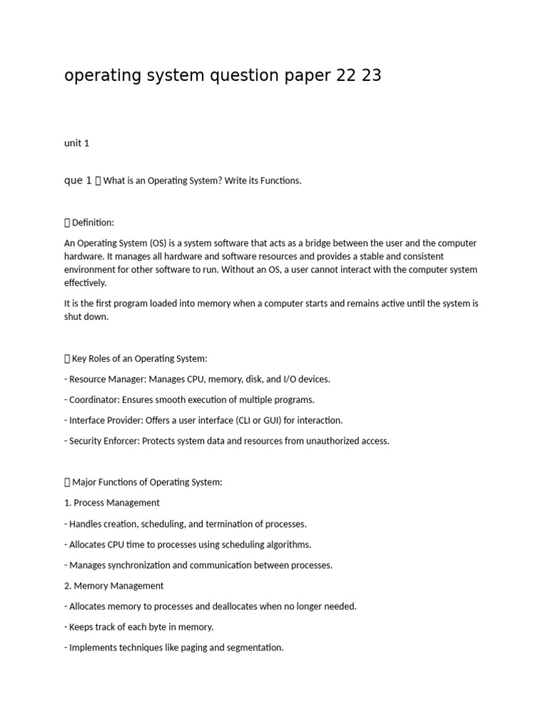 Operating System Overview and Types | PDF | Operating System | Process ...