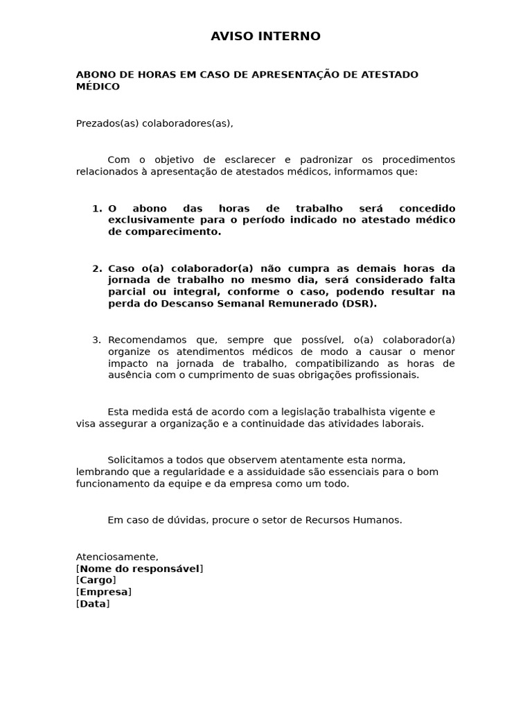 Abono de Horas por Atestado Médico | PDF