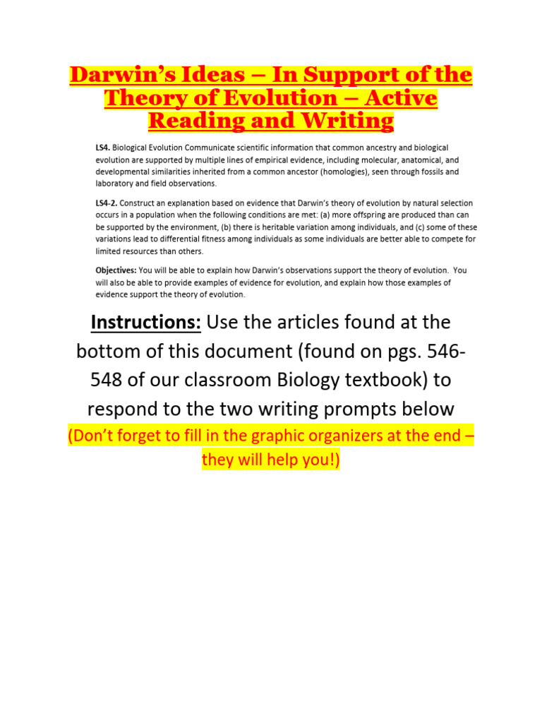 Kami Export - CAMILA M KOUAIRY - ACTIVE READING Evolution Bio Text TWO ...