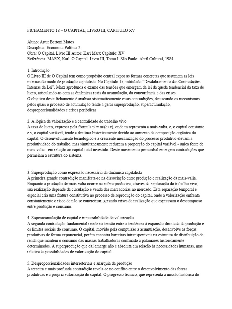 Contradições da Lei do Capitalismo | PDF | Capital (economia) | Contradição