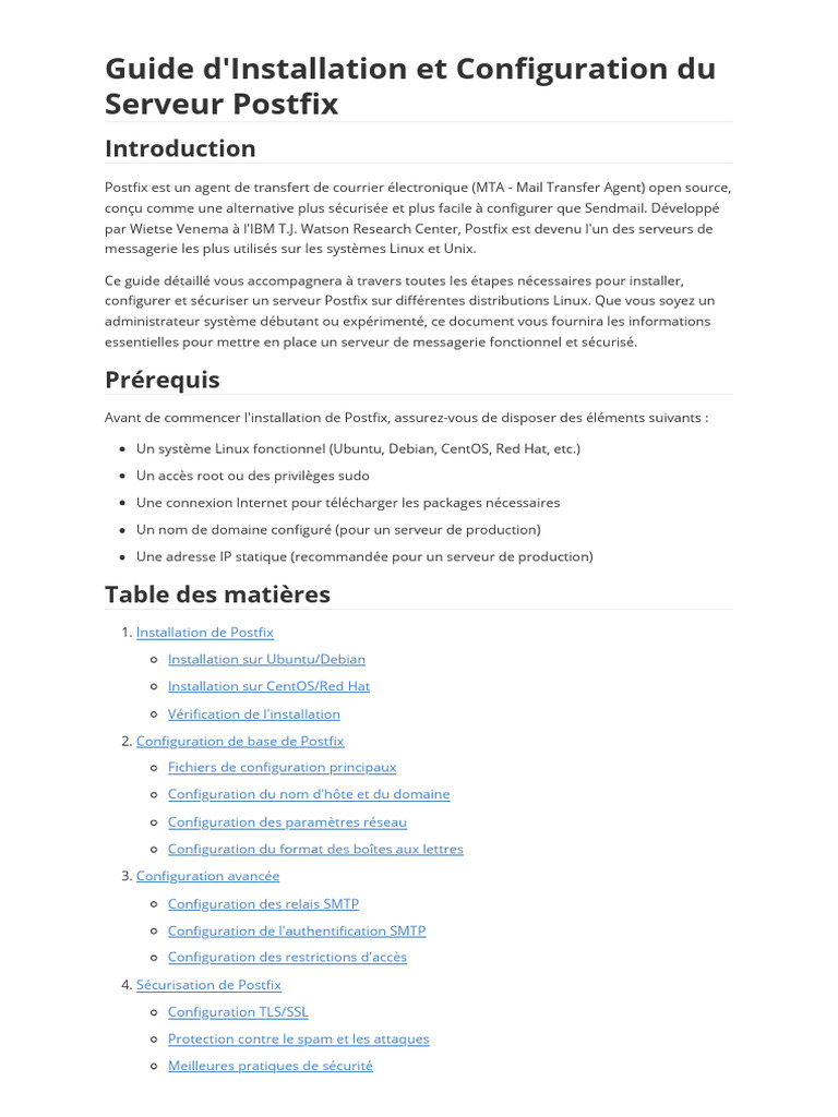 Installation et Configuration de Postfix | PDF | Sécurité de la couche ...