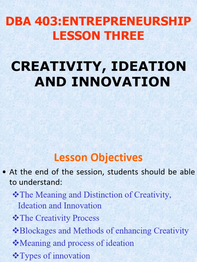 Creativity and Innovation in Entrepreneurship | PDF | Creativity ...