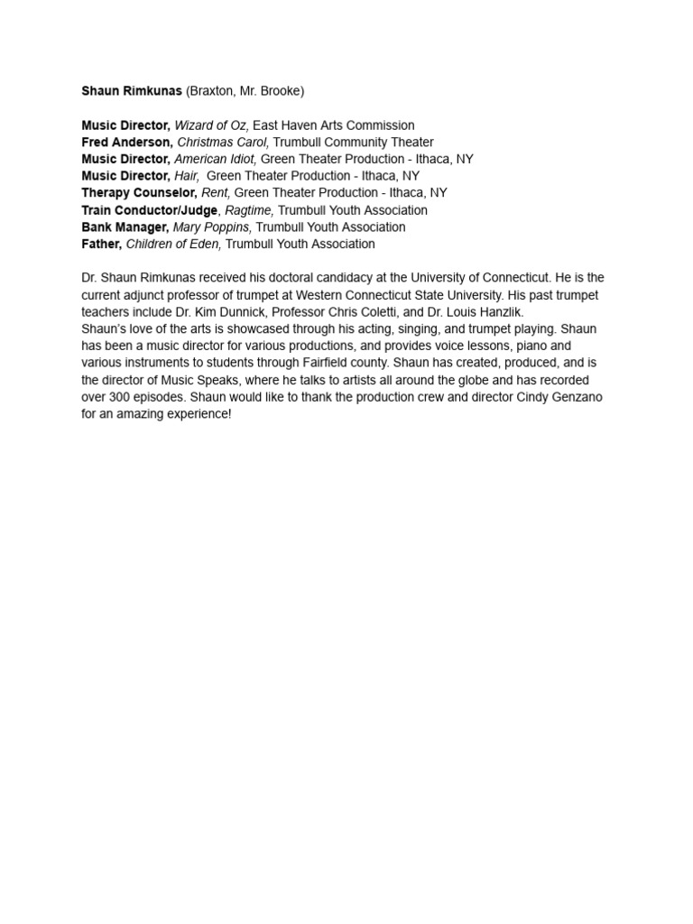 Shaun Rimkunas Bio | PDF
