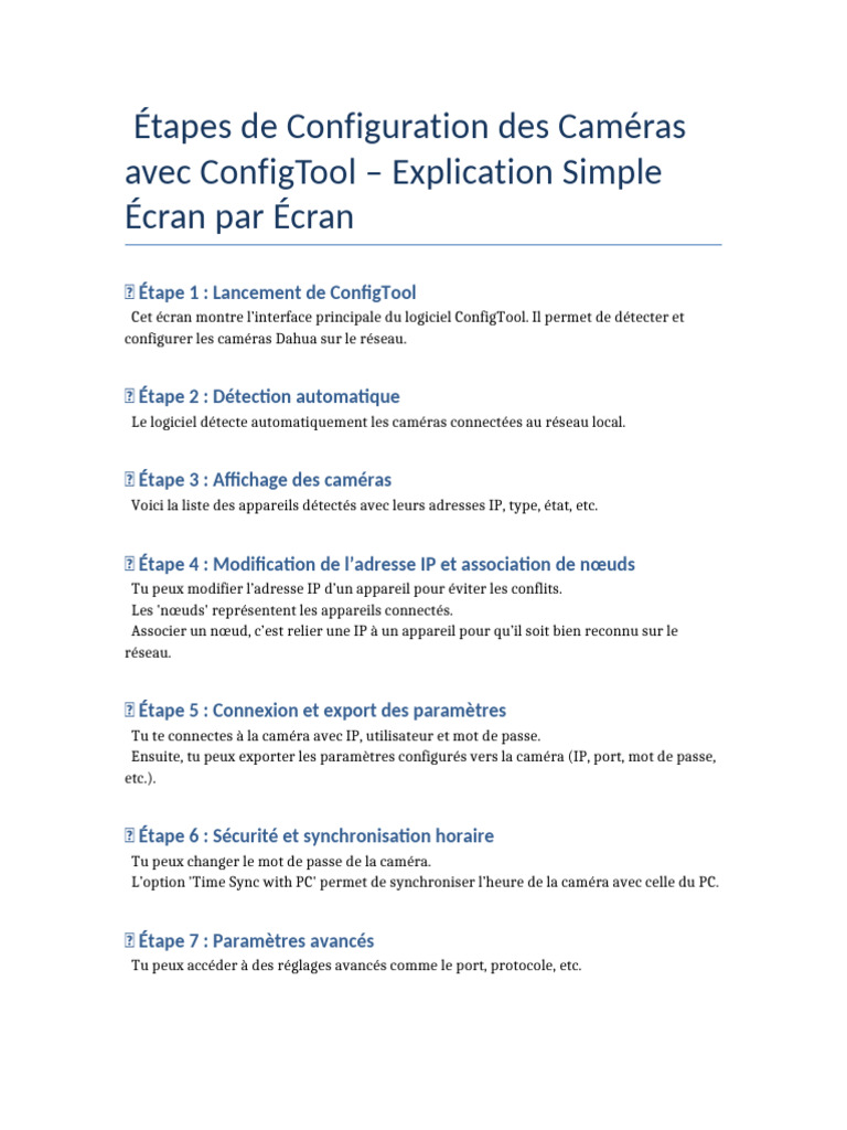 Configuration des Caméras avec ConfigTool | PDF