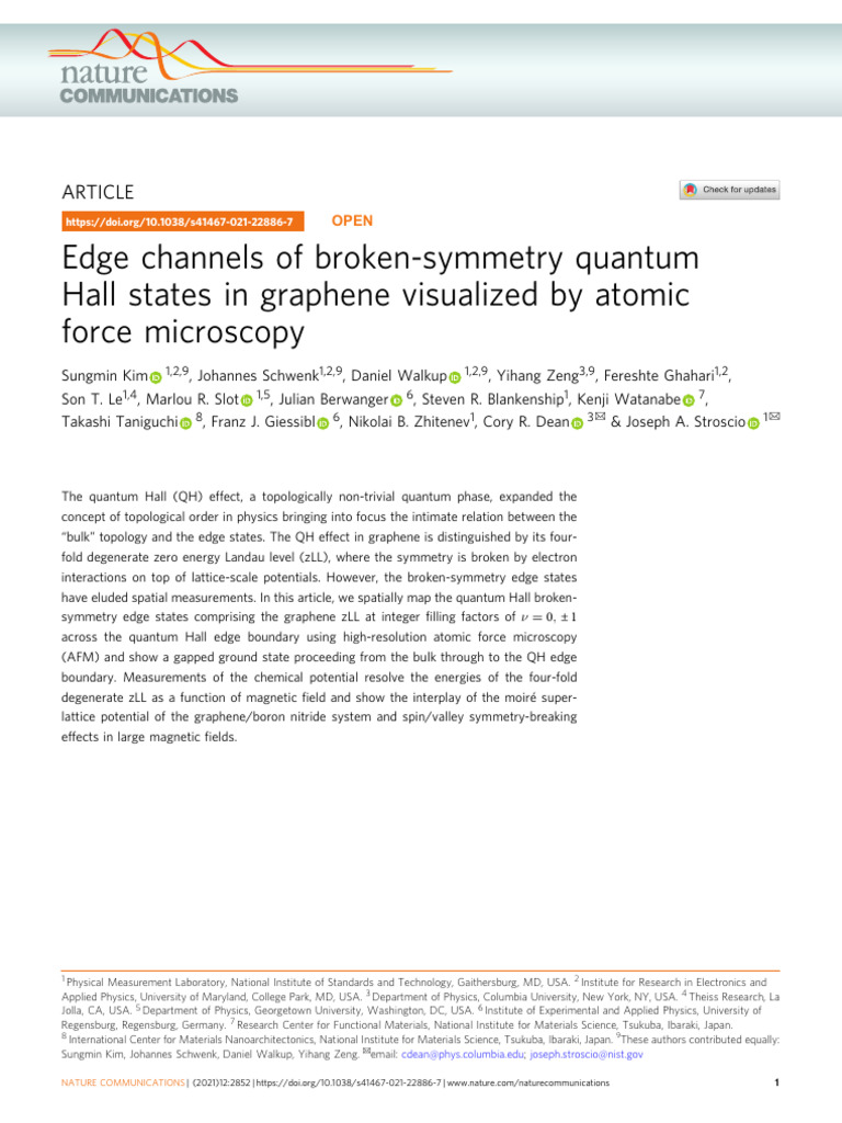 Quantum Hall Edge States in Graphene | PDF | Graphene | Atomic Force ...