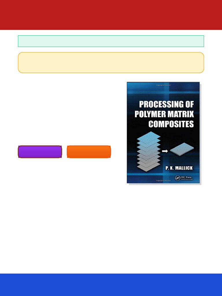Processing of Polymer Matrix Composites 1st Edition P.K. Mallick Ebook ...