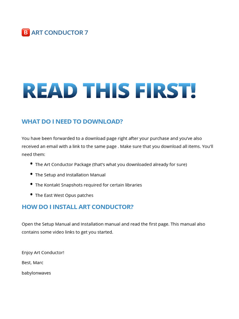 Art Conductor 7 Installation Guide | PDF