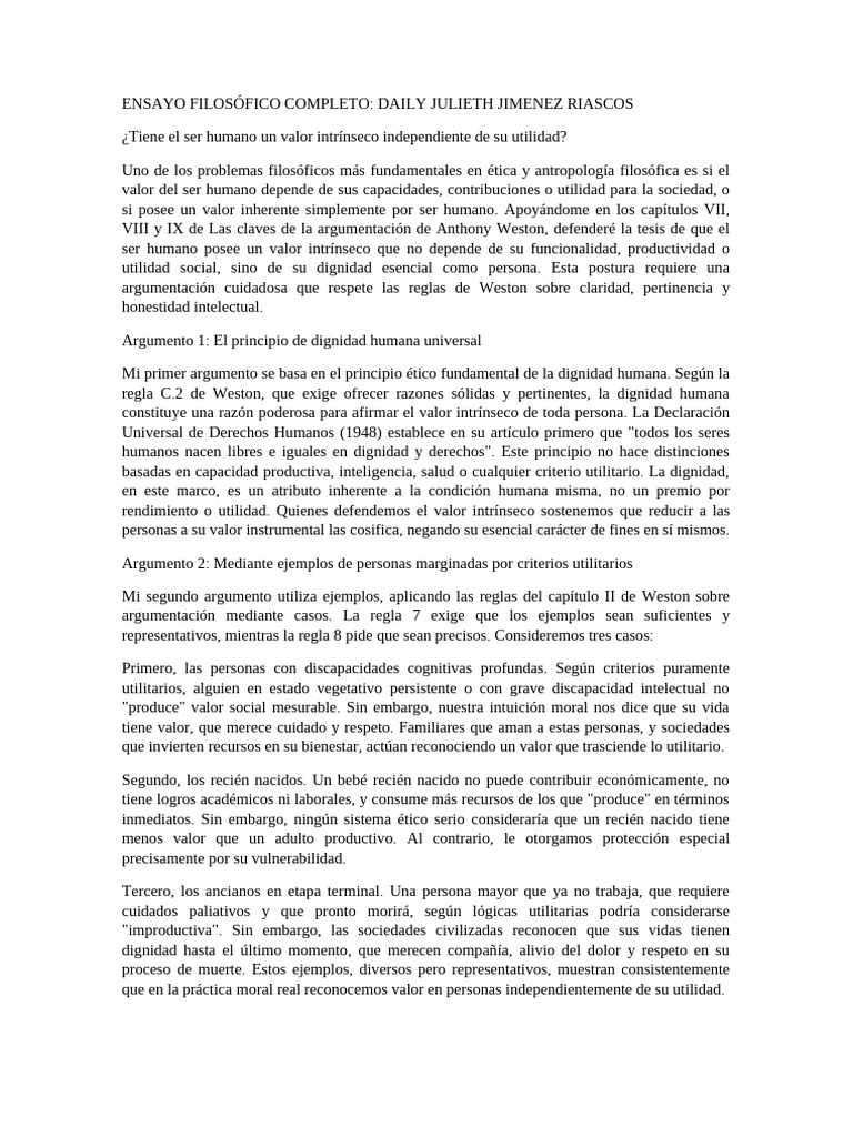 Valor intrínseco del ser humano | PDF | Dignidad | Immanuel Kant