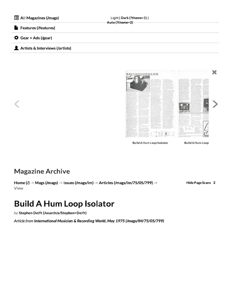 Build A Hum Loop Isolator (IM May 75) | PDF