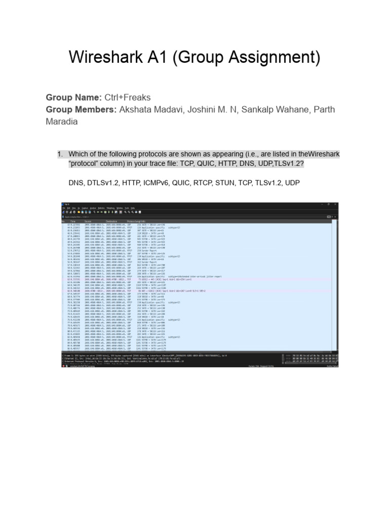 Wireshark Protocol Analysis Report | PDF | Transmission Control ...