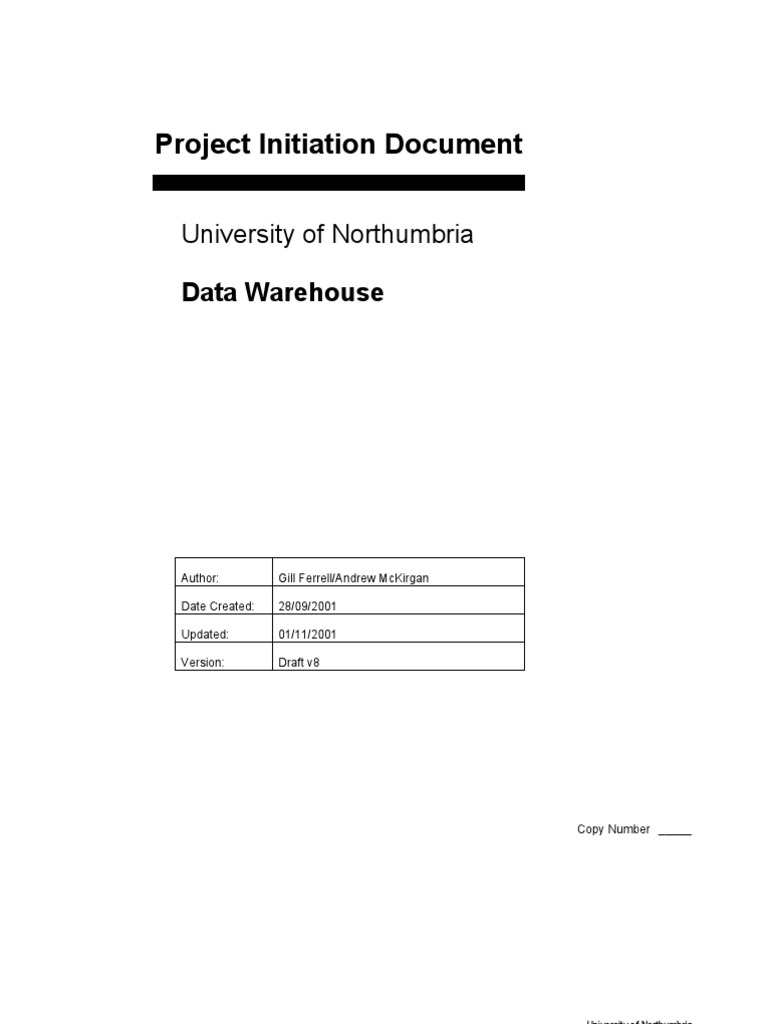 Northumbria Data Warehouse Project Plan | PDF | Project Management ...
