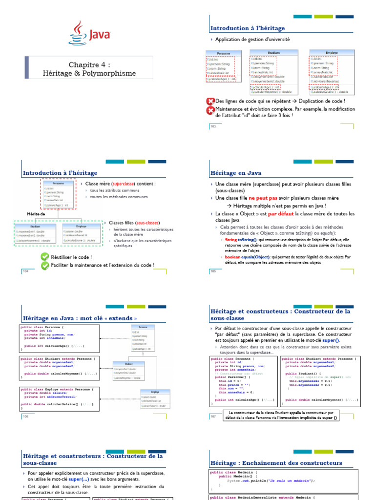 Héritage et Polymorphisme en Java | PDF | Classe (informatique) | Java ...