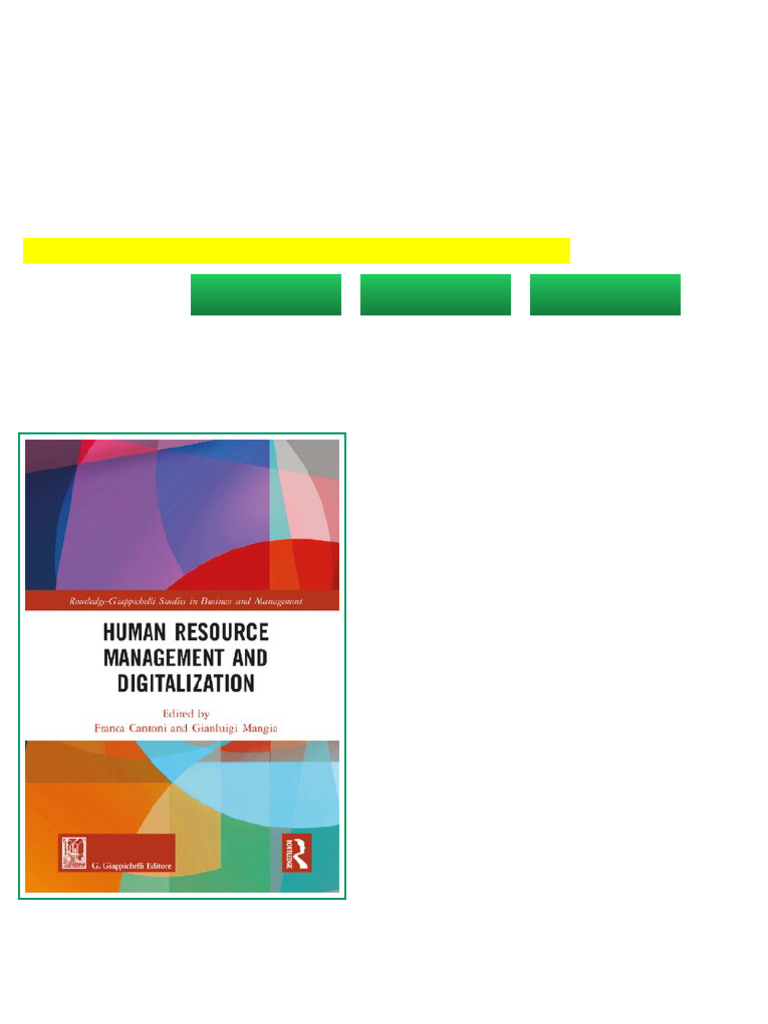 (Ebook) Human Resource Management and Digitalization by Franca Cantoni ...