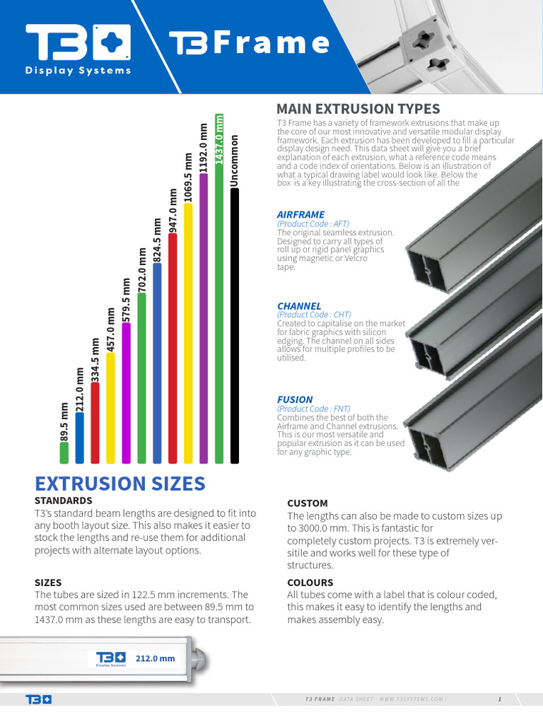 Datasheet T3frame Extrusioncolours v2 | PDF