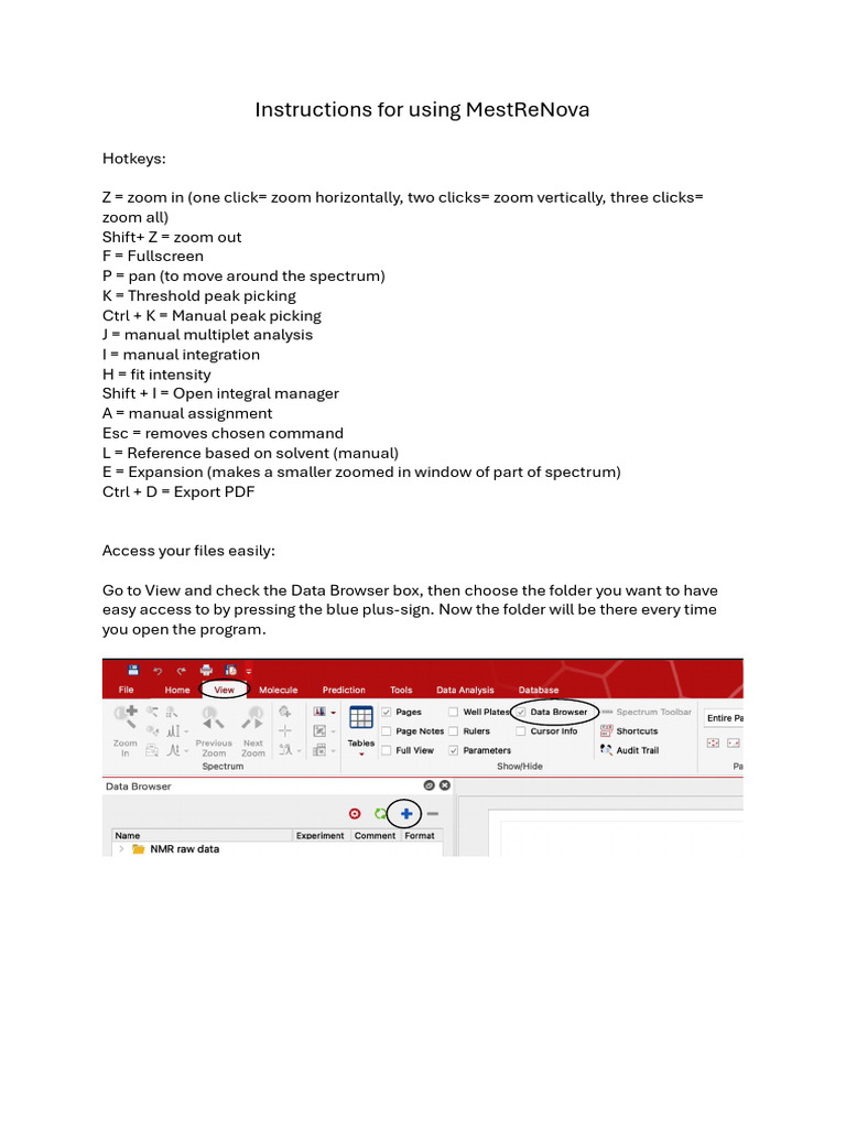 MestReNova User Guide: Hotkeys & Templates | PDF | Spectral Density ...