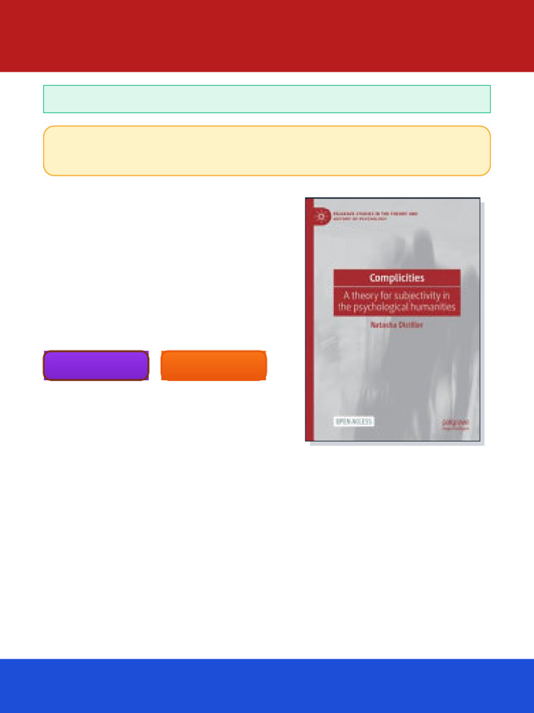 Complicities. A Theory For Subjectivity in The Psychological Humanities ...