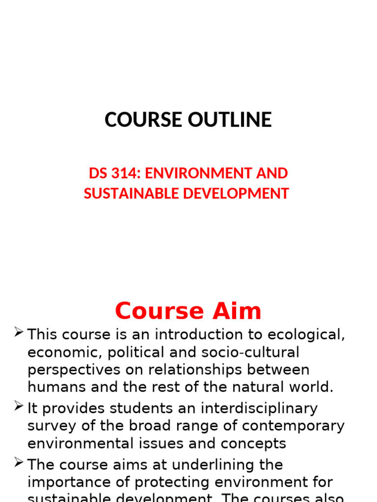Sustainable Development Course Outline | PDF | Sustainability ...