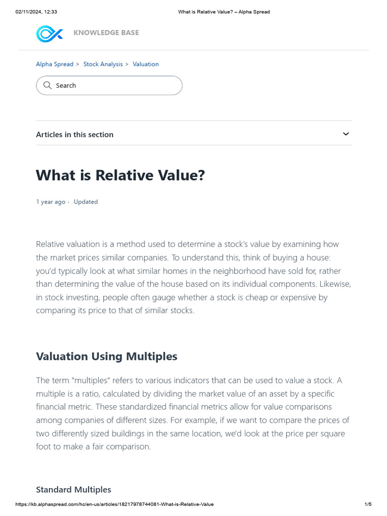 Understanding Relative Value in Stocks | PDF | Valuation (Finance ...