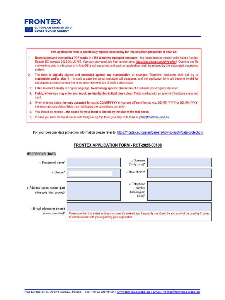 Application Form - RCT-2025-00108 - EBCG Officer Team Member | PDF
