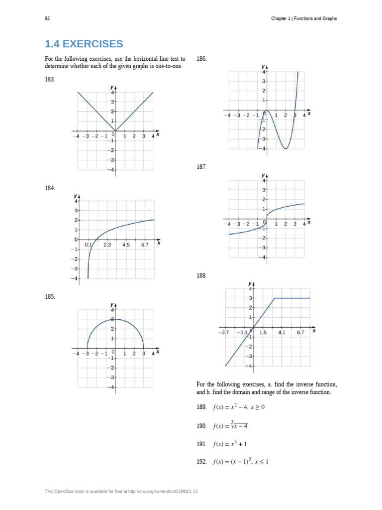 One-to-One Functions and Inverses Exercises | PDF | Logarithm ...