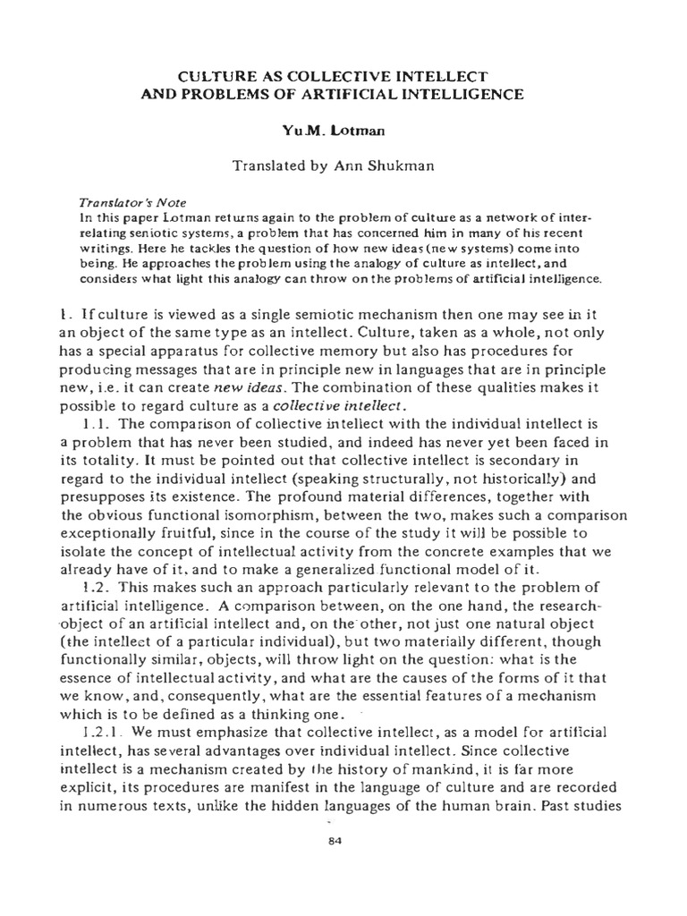 Culture as Collective Intellect and AI | PDF | Analogy | Liberal Arts ...